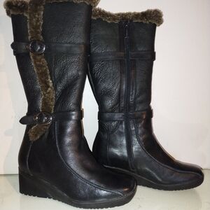 Blondo Women's Long Leather and Shearling Boots (Size 7)